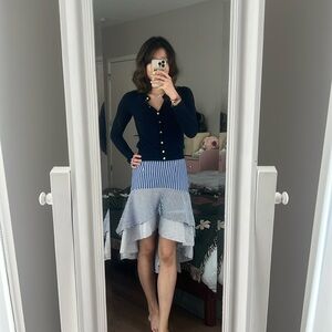 Like new farrow pinstriped high low skirt in blue